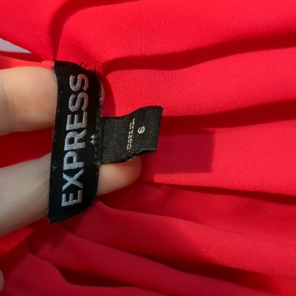 Express Fit and Flare Red/Orange Halter Dress Keyhole - Picture 9 of 12